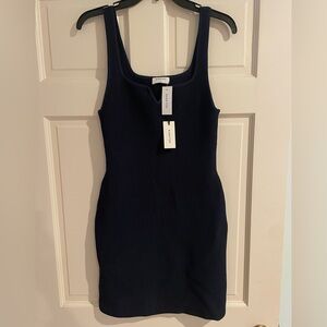 NWT babaton sculpt knit notch dress L eclipse color